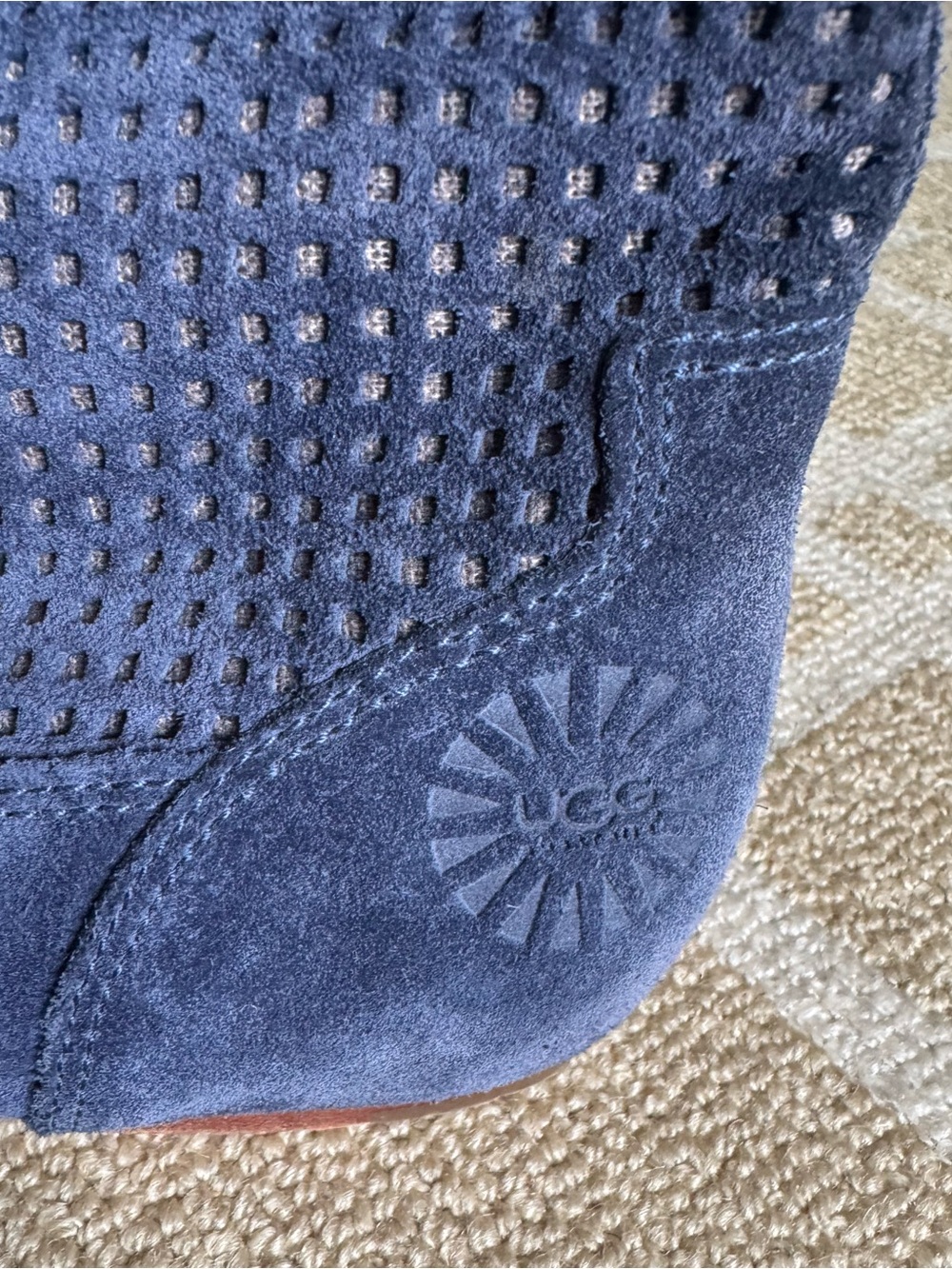UGG Abilene Perforated Suede Slouch Boots Navy Boho Festival Size 8 - Picture 8 of 15
